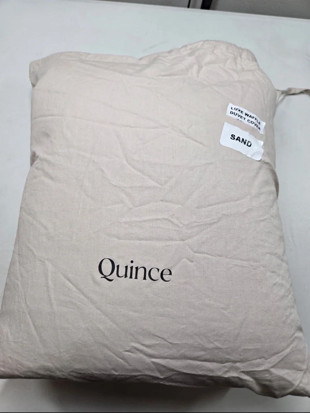 NWOT QUINCE Organic Luxe Honeycomb Duvet Cover Set King/Cal King Sand 0547